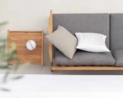 Jack Solid Teak Outdoor 2 Seater Sofa, Mocha Fabric