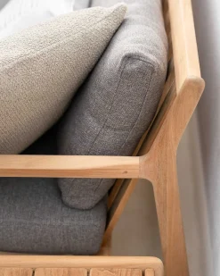 Jack Solid Teak Outdoor 2 Seater Sofa, Mocha Fabric