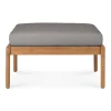 Jack Solid Teak Outdoor Footstool, Mocha