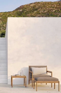 Jack Solid Teak Outdoor Footstool, Mocha