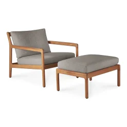 Jack Solid Teak Outdoor Footstool, Mocha