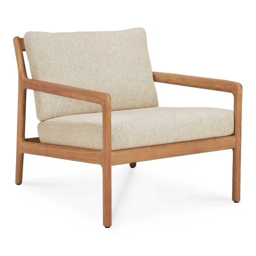 Jack Solid Teak Outdoor Lounge Chair, Natural Fabric