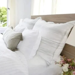 Jackson King Sham, White & Ocean^Be Home Cheap