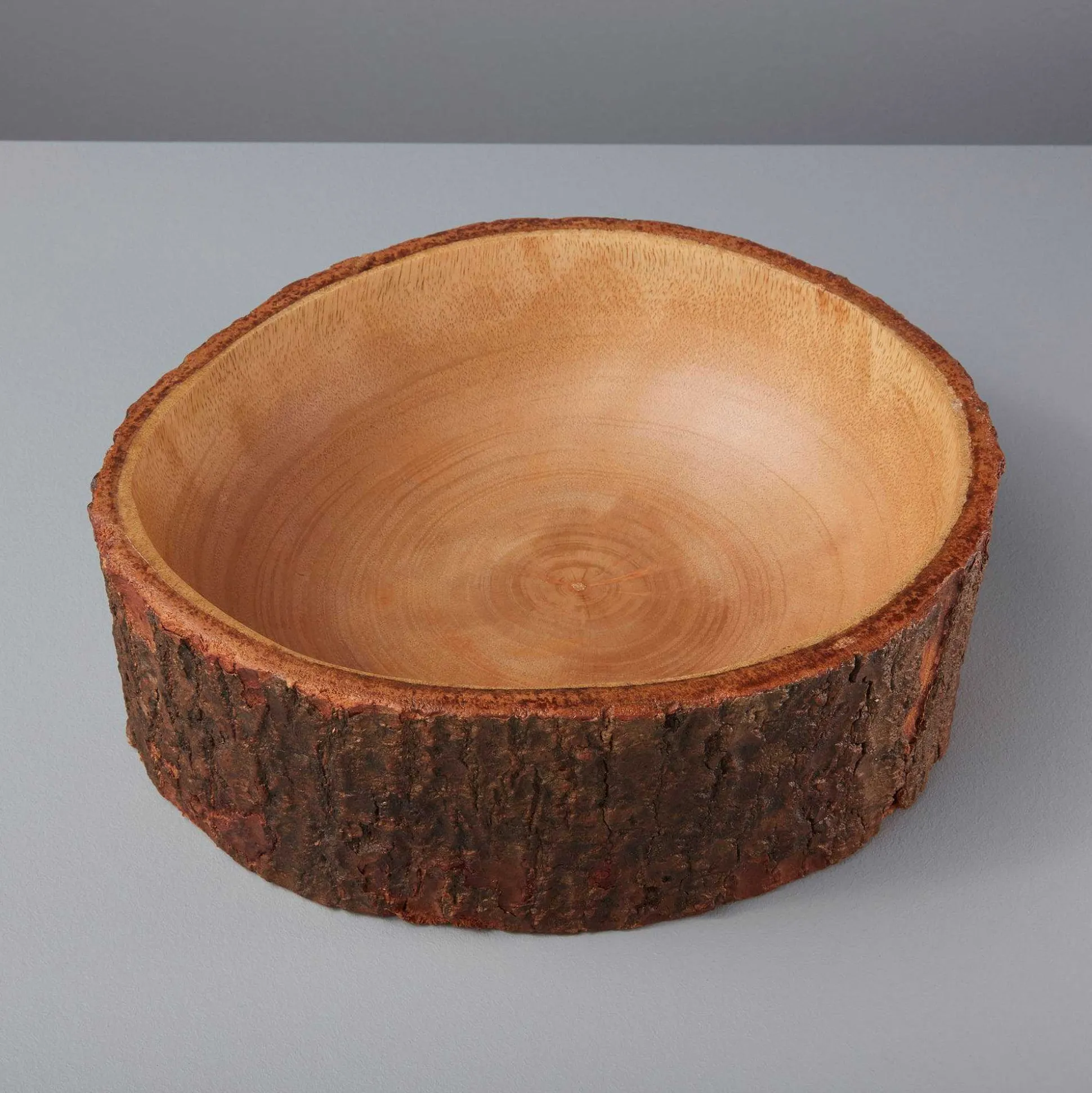 Kiln Mango Wood Bowl with Bark, Large