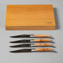 Laguiole en Aubrac Handcrafted Steak Knives, Set of 4, Juniper Wood