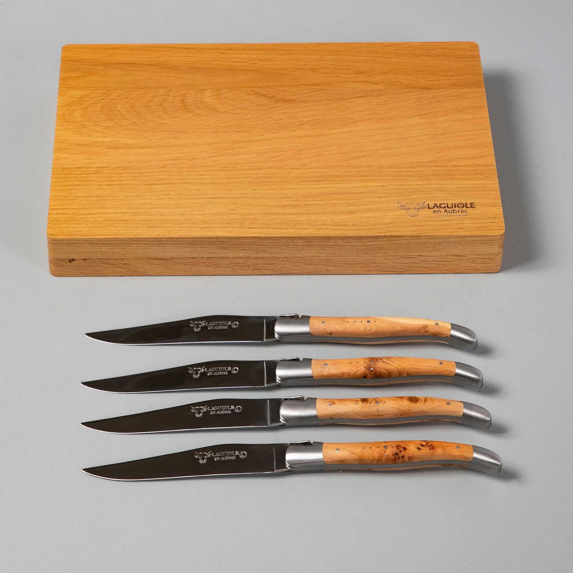 Laguiole en Aubrac Handcrafted Steak Knives, Set of 4, Juniper Wood