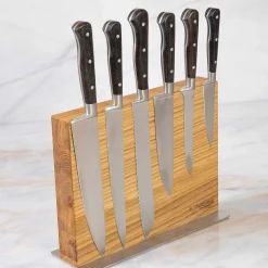 Laguiole en Aubrac Kitchen Knives with Oak Block, Set of 6, Ebony