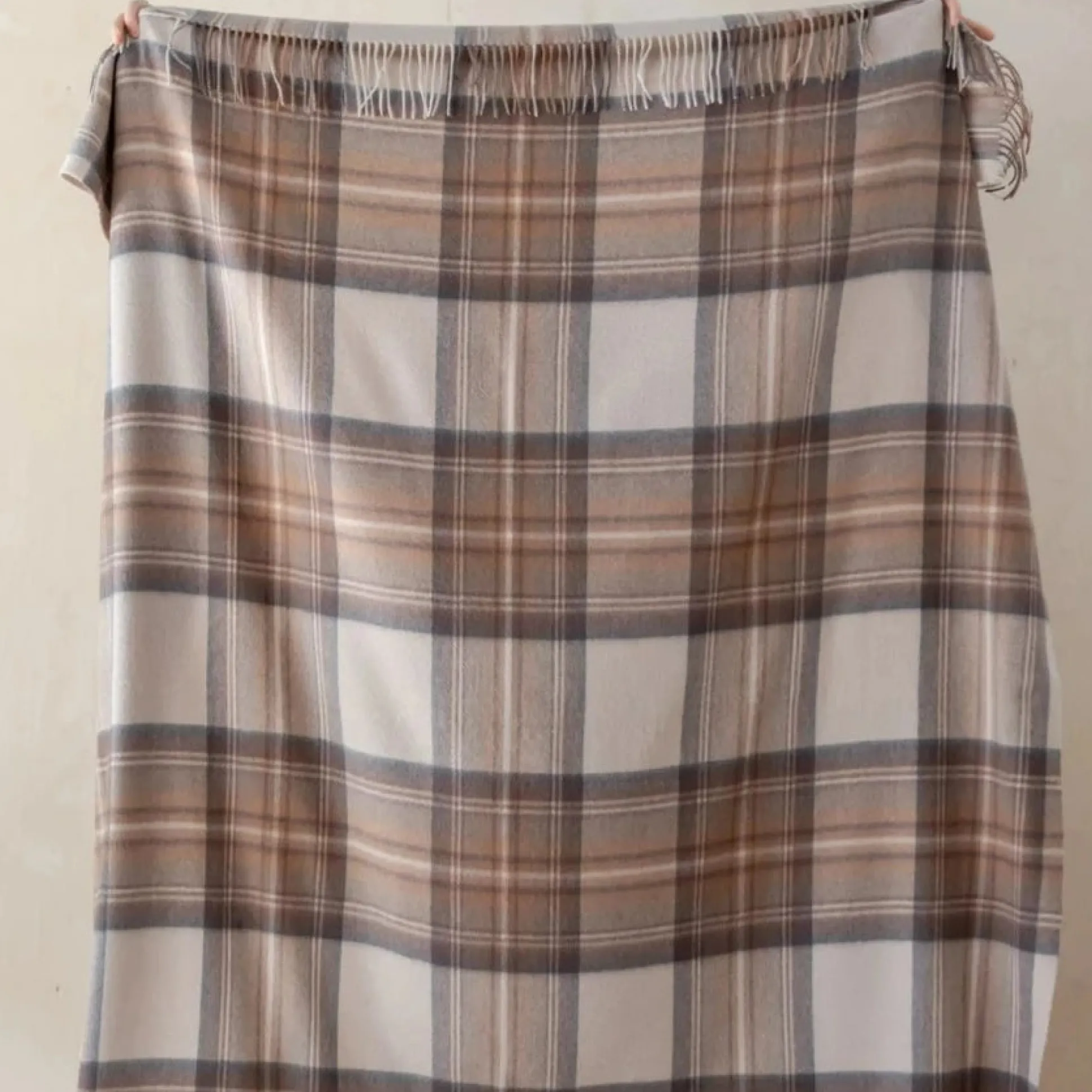 Lambswool Blanket in Stewart Natural Dress Tartan^Be Home Online