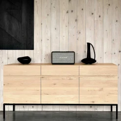 Ligna Sideboard with Black Metal, 3 Doors & 3 Drawers