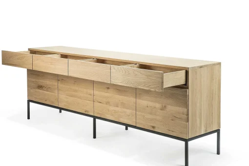 Ligna Sideboard with Black Metal, 4 Doors & 4 Drawers