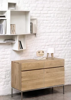 Ligna Sideboard with Stainless Steel, 2 Doors & 2 Drawers,