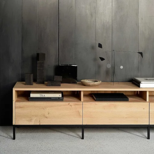 Ligna Solid Oak Media Console, 83"