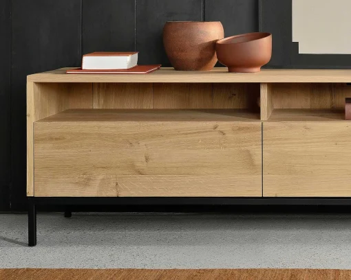 Ligna Solid Oak Media Console, 55.5"