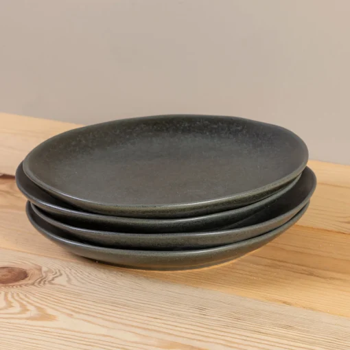 Livia Side Plate, Black, Set of 6^Be Home Shop