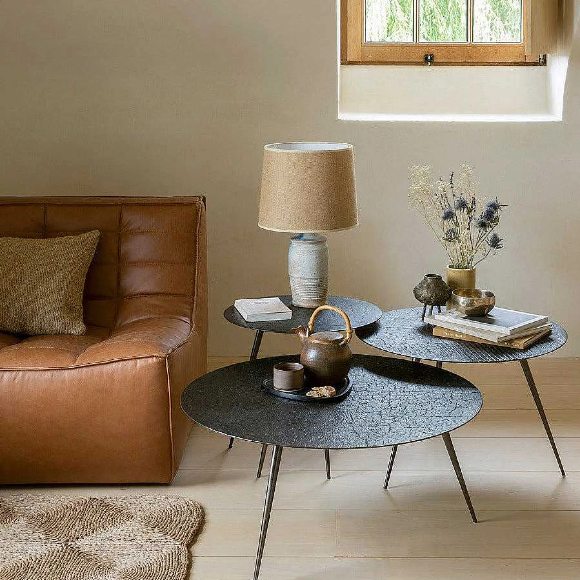 Luna Coffee Table, Whisky Lava, 31.5"