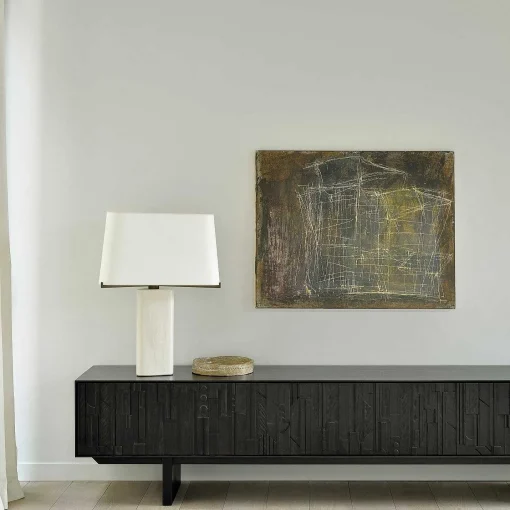 Mosaic Black Teak Media Console, 63"