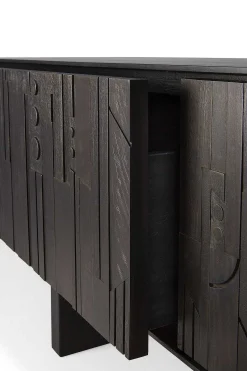 Mosaic Black Teak Media Console, 63