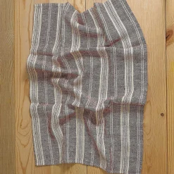 Multistripe Hand Towels, Set of 2, Cherry