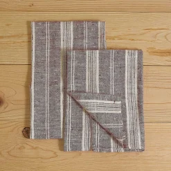 Multistripe Hand Towels, Set of 2, Cherry