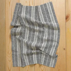 Multistripe Hand Towels, Set of 2, Black and White