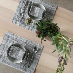 Multistripe Placemat, Black and Natural, Set of 4^Be Home Cheap