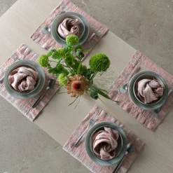 Multistripe Placemat, Brick and Natural, Set of 4^Be Home New