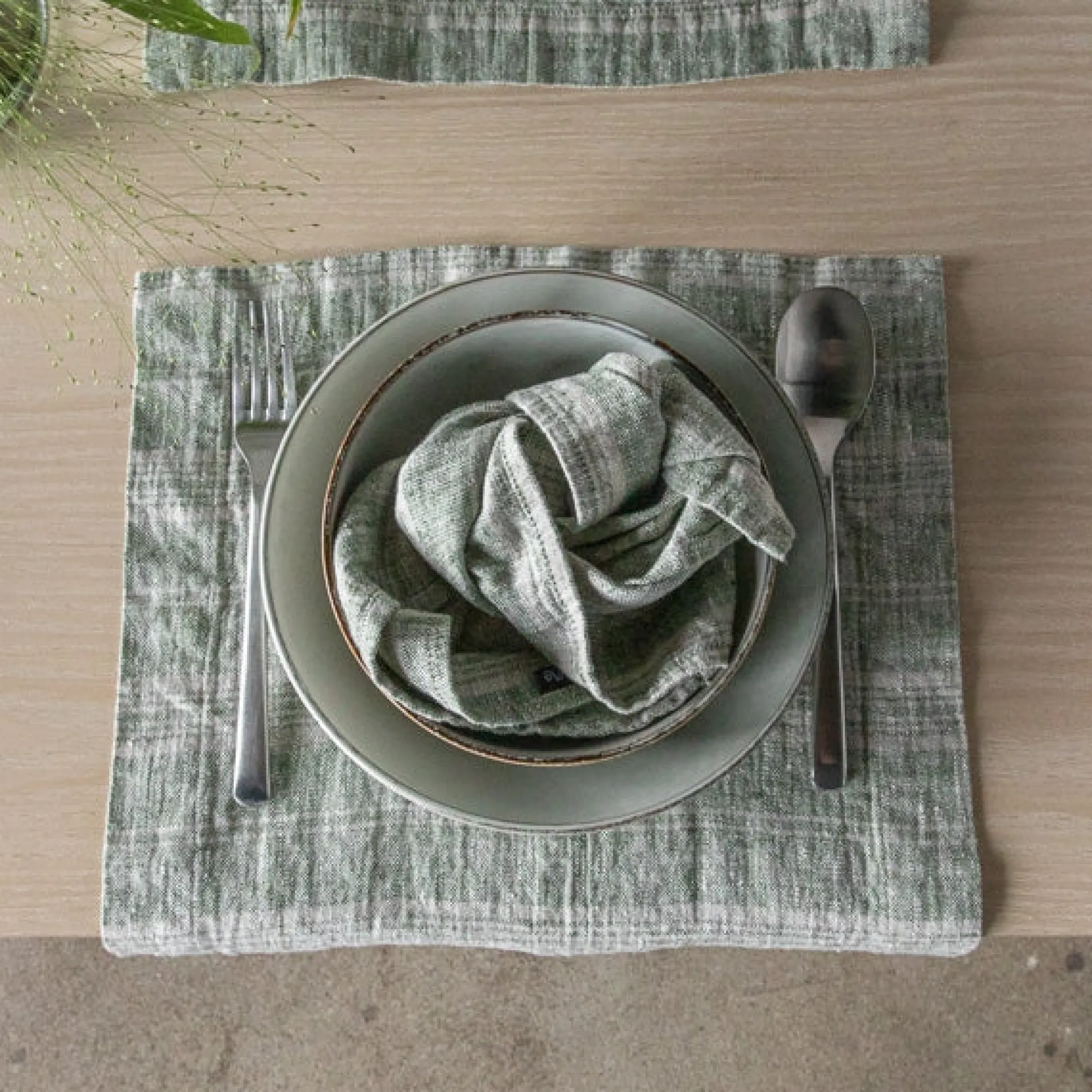 Multistripe Placemat, Forest Green and Natural, Set of 4^Be Home Flash Sale