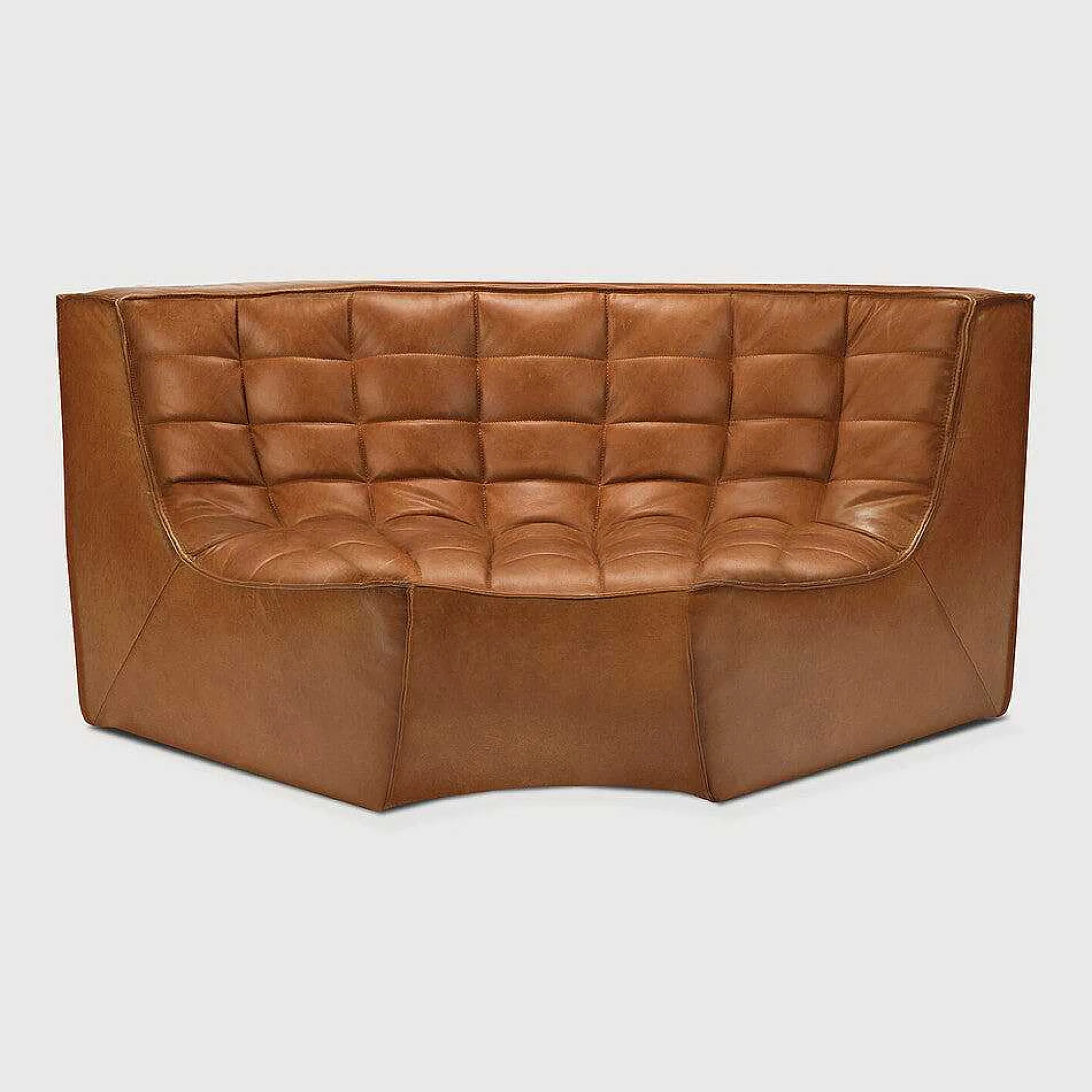 N701 Round Corner Sofa, Old Saddle Leather