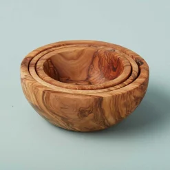 Olive Wood Nesting Bowls, Set of 3