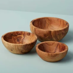 Olive Wood Nesting Bowls, Set of 3