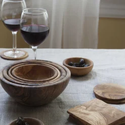 Olive Wood Nesting Bowls, Set of 6