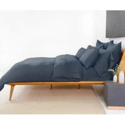 Parker Linen King Sham Set, Navy^Be Home Online