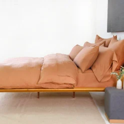 Parker Linen Queen Duvet Set, Terra Cotta^Be Home Cheap