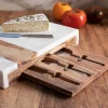 Pavia Pocket Drawer Board with Matte Stainless Cheese Set