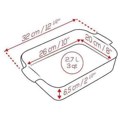 Peugeot Appolia Ceramic 16" Rectangular Baker, Ecru