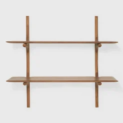 Pi Mahogany Wall Shelf, 2 Shelves