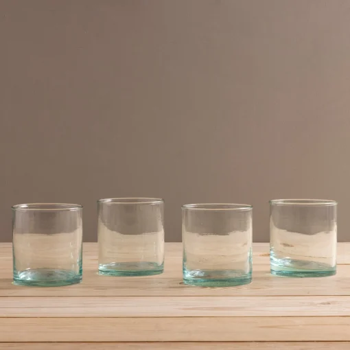 Premium Recycled Double Old Fashioned Glass, Set of 4^Be Home Fashion