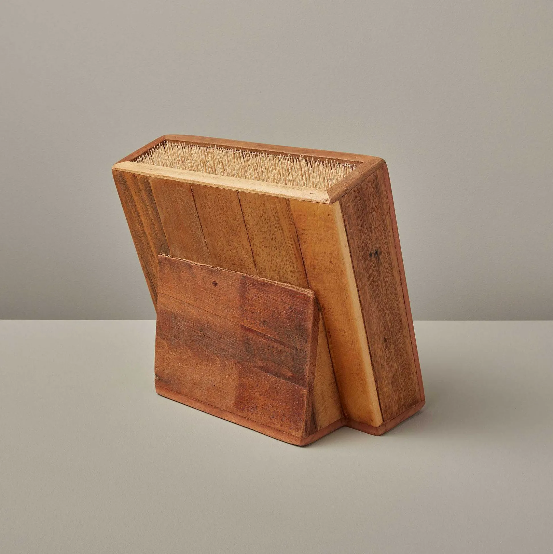 Reclaimed Wood Angled Rectangular Knife Block