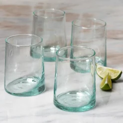 Recycled Cone Glass, Clear, Set of 4^Be Home Shop