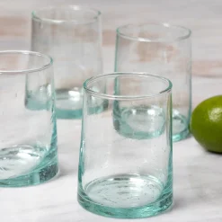 Recycled Cone Glass, Clear, Set of 4^Be Home Shop