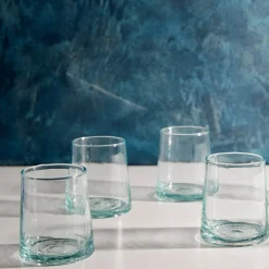 Recycled Cone Glass, Clear, Set of 4^Be Home Shop