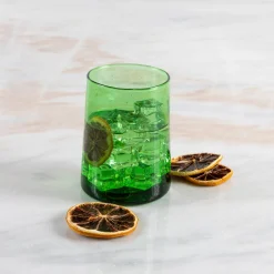 Recycled Cone Glass, Green, Set of 4^Be Home New