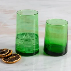 Recycled Cone Glass, Green, Set of 4^Be Home New