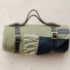 Recycled Wool Waterproof Picnic Blanket in Olive Herringbone^Be Home Hot