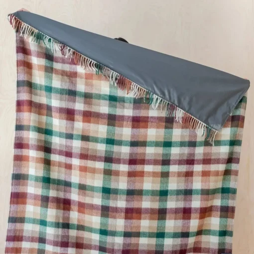Recycled Wool Waterproof Picnic Blanket in Forest Check^Be Home Best Sale