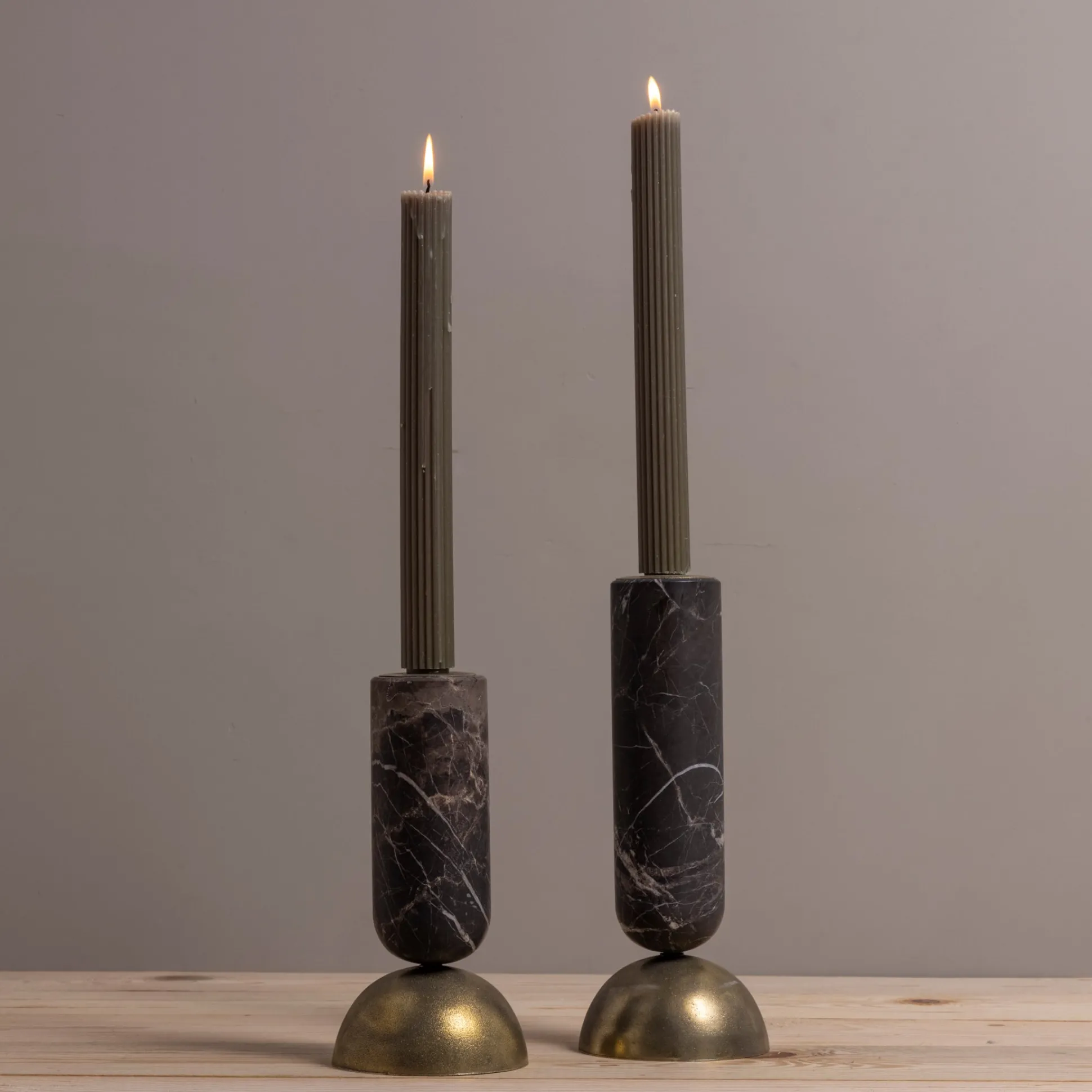 Reversible Candle Holders, Set of 3, Black Marble^Be Home Store
