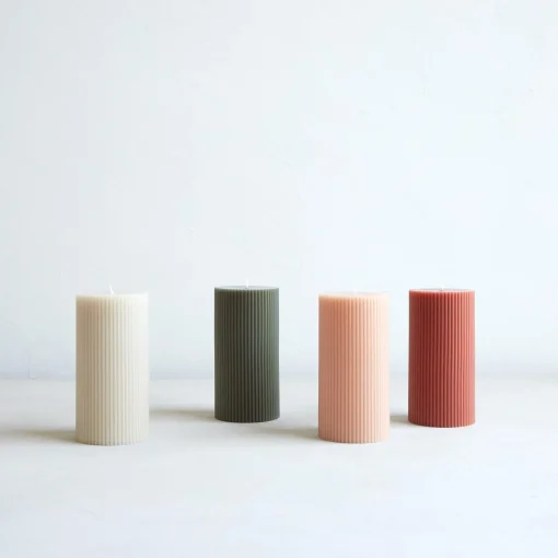 Ribbed Pillar Candle, Clay^Be Home Flash Sale
