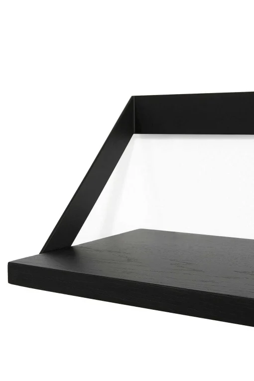 Ribbon Solid Black Oak Shelf with Black Metal, 27.5"