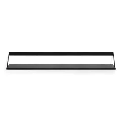 Ribbon Solid Black Oak Shelf with Black Metal, 55