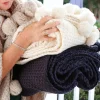 Riley Oversized Throw, Navy^Be Home Hot